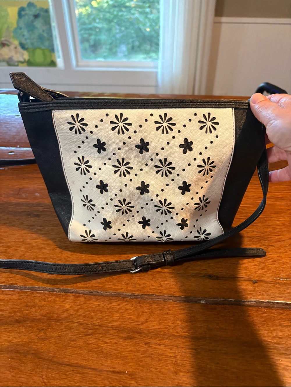 Vera Bradley Black and White Floral Cutout Crossbody